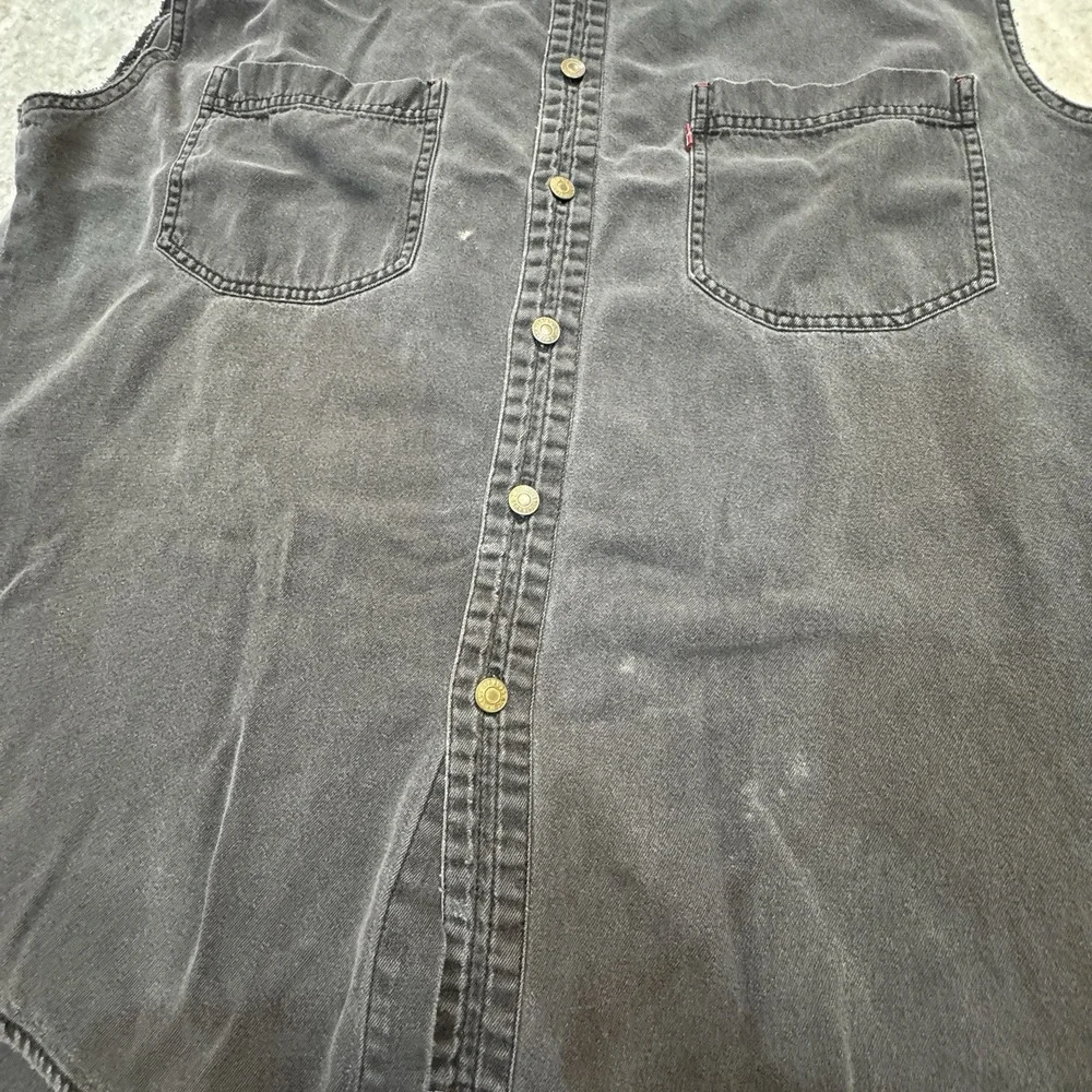 VTG 1996 Levi's Red Tab Black Denim Shirt Vest Mens Sz M Oversized Grunge Biker